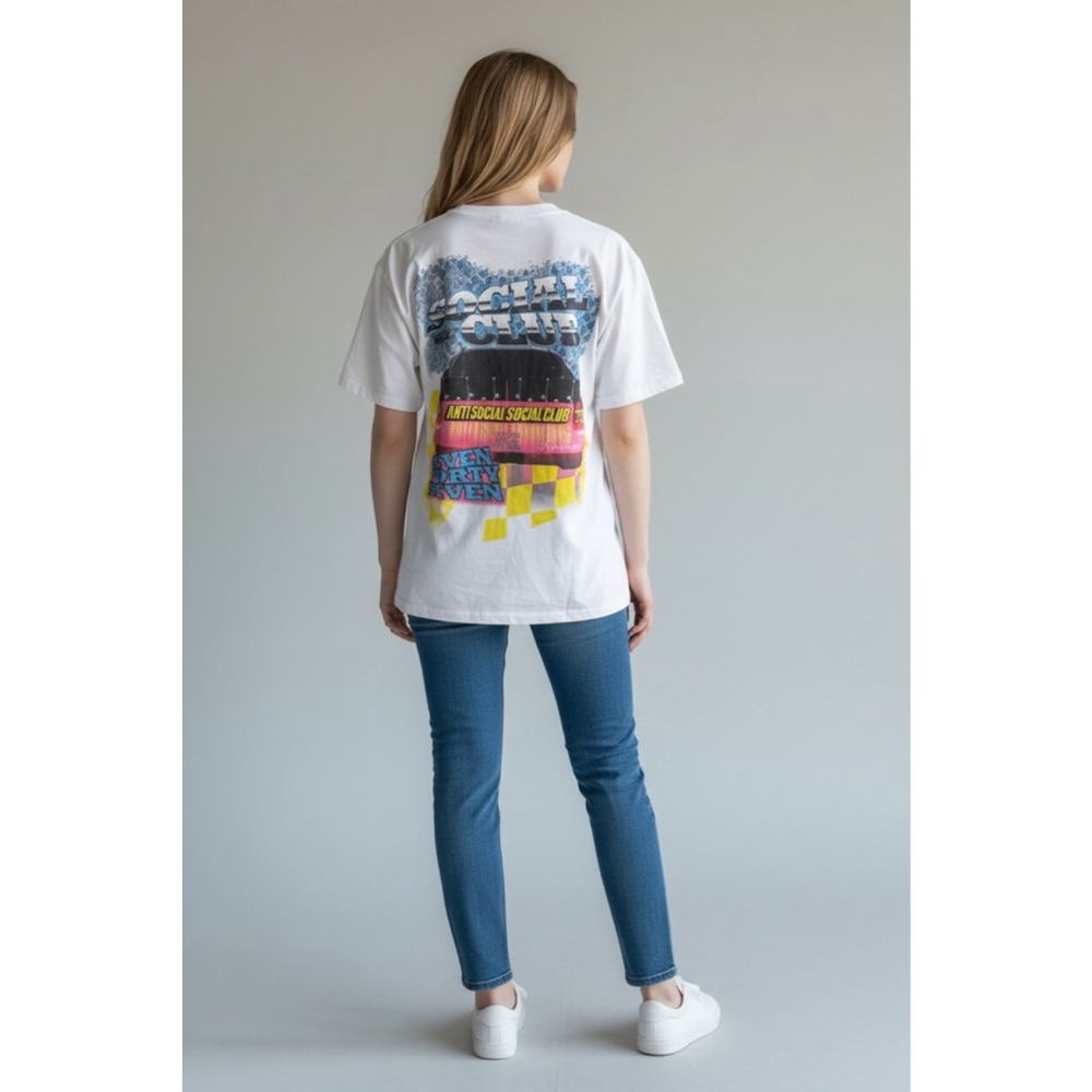 Anti Social Social Club 747 Get Weird White Pink Graphic Short Sleeve Tee M - Picture 2 of 6